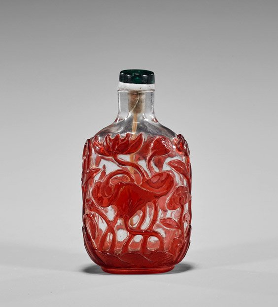Antique Beijing Glass Overlay Snuff Bottle (1 of 2)