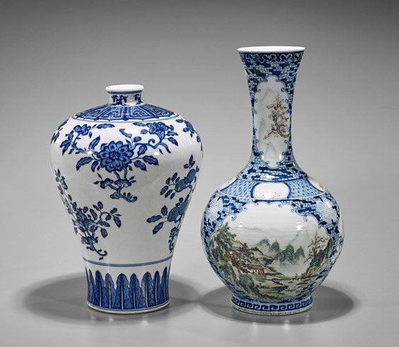 Two Chinese Porcelain Vases: Meiping & Bottle (1 of 2)