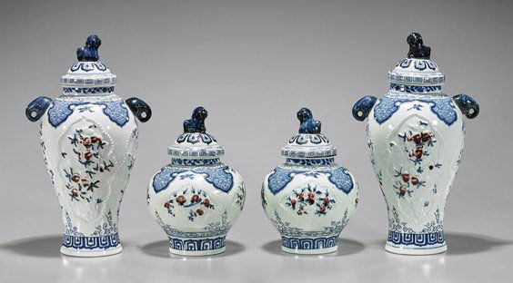 Four Chinese Blue, Red & White Vases (1 of 2)