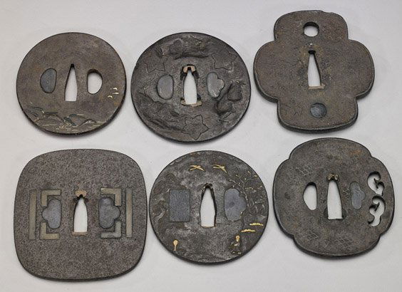 Six Antique Japanese Iron Tsuba (1 of 2)