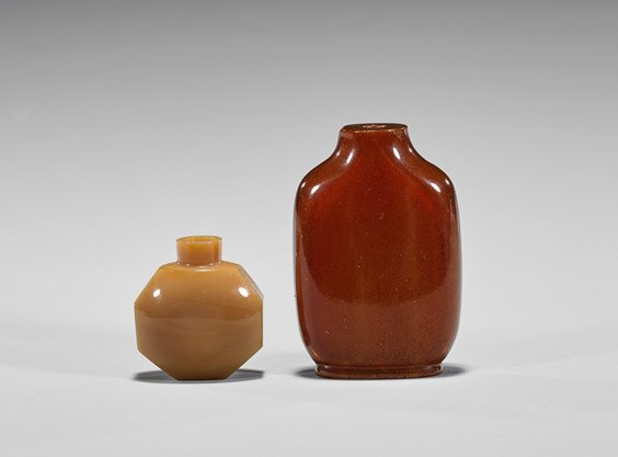 Two Antique Snuff Bottles: Glass & Composite (1 of 1)