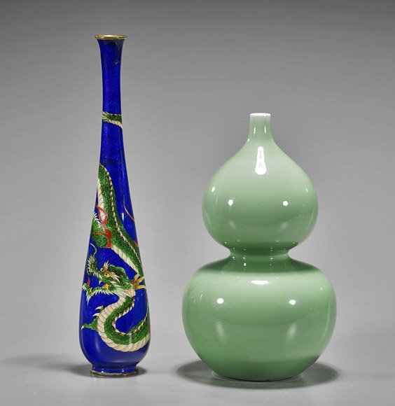 Two Vases: Japanese Cloisonne & Chinese Celadon (1 of 2)