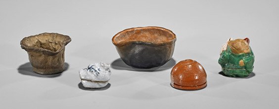 Five Antique Japanese Ceramics: Kogo-yaki & Tea Bowls (1 of 1)