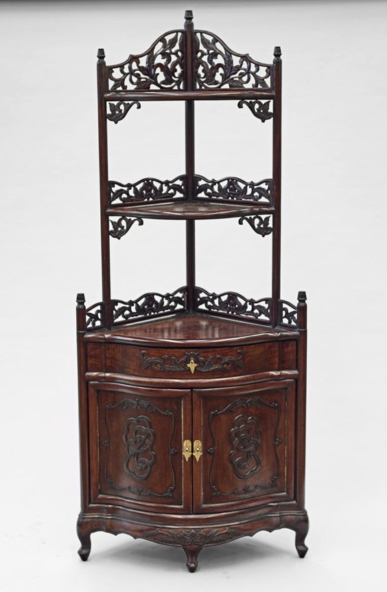 Antique Chinese Carved Foliate Corner Shelf (1 of 1)