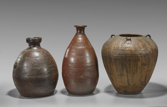 Three Antique Japanese Vessels: Pottery & Stoneware (1 of 1)