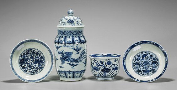 Four Xuande-Style Blue & White Porcelains (1 of 3)