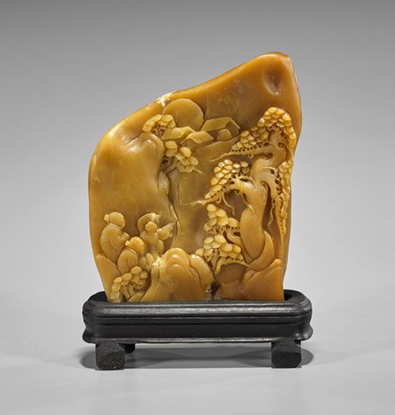 Large Chinese Carved Shoushan Stone Mountain (1 of 1)