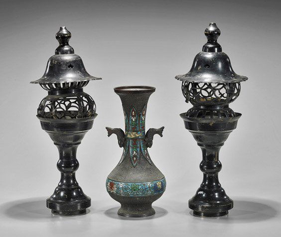 Three Antique Japanese Bronze Items (1 of 1)