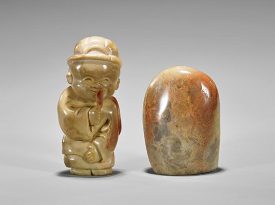 Two Chinese Shoushan Stones: Pebble & Figure (1 of 2)