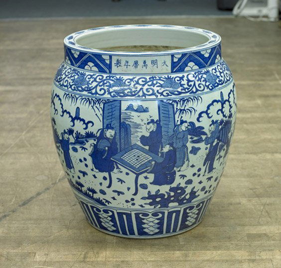 Massive Blue & White Porcelain Jardinière (1 of 2)