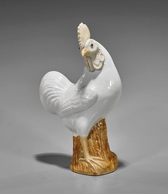 Old Chinese Enameled Porcelain Rooster (1 of 2)