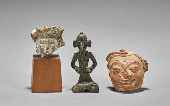 Three Antique Asian Figurines: Bronze & Pottery (1 of 1)