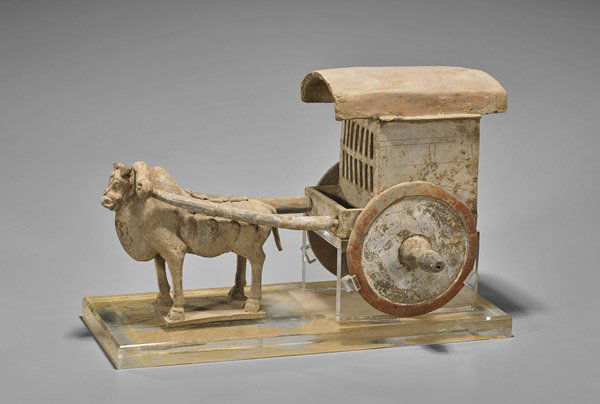 Tang Dynasty Pottery Ox & Carriage (1 of 2)