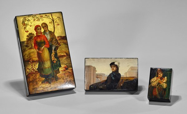 Three Russian Painted Lacquer Boxes (1 of 2)