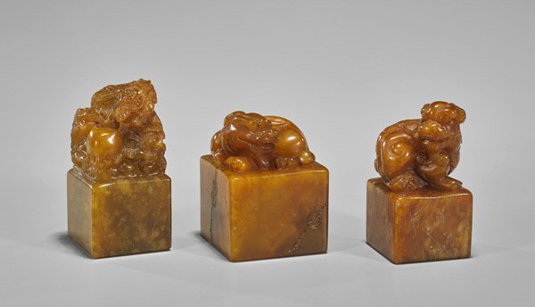 Three Chinese Carved Sealstone Seals (1 of 2)