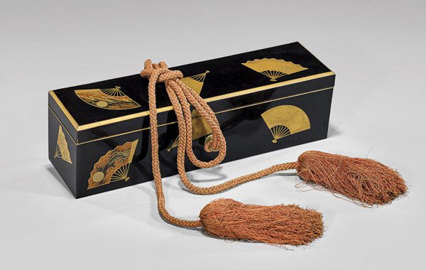 Antique Japanese Black Lacquer Scroll Box (1 of 2)