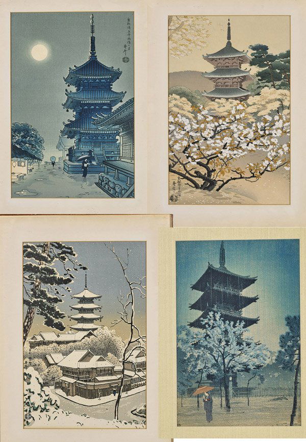 Fourteen Framed Japanese Woodblock Prints (1 of 9)