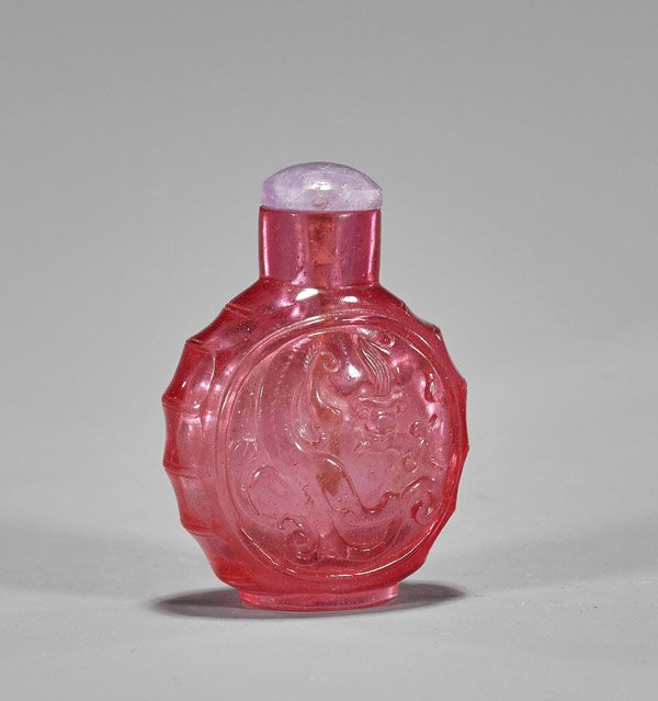 Beijing Glass Pink Snuff Bottle (1 of 2)