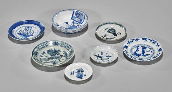 Seven Old & Antique Chinese Blue & White Dishes (1 of 1)