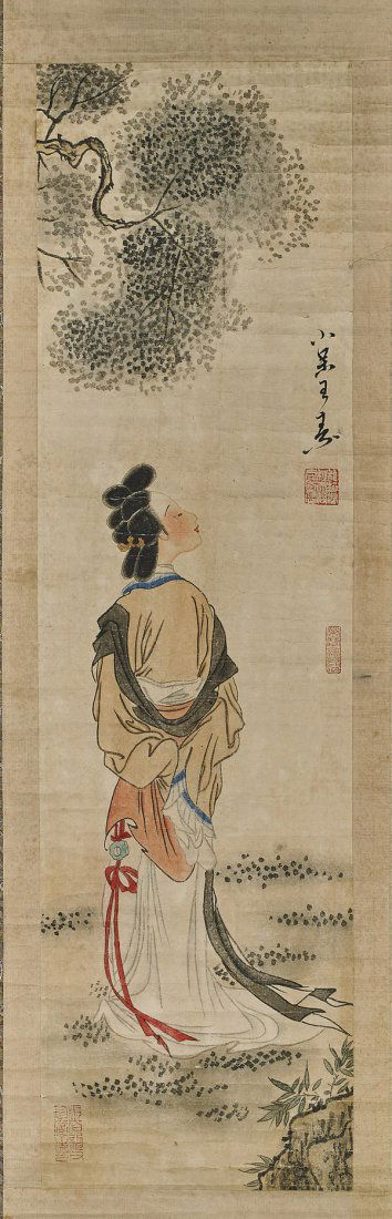 Two Chinese Paper Scrolls: Water Buffalo & Beauty (1 of 5)