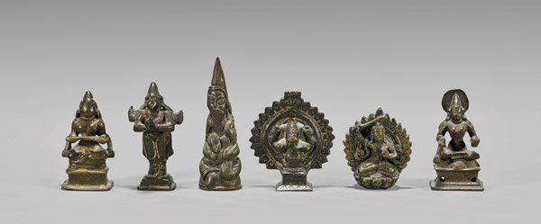 SIX ANTIQUE SOUTHEAST ASIAN MINIATURE BRONZE FIGURES (1 of 2)