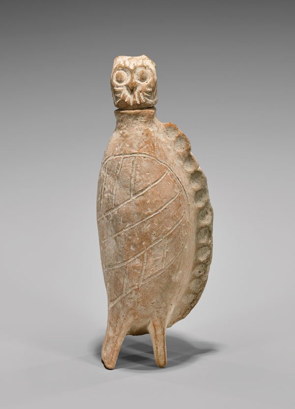 ANTIQUE CHINESE POTTERY OWL-FORM VESSEL (1 of 2)