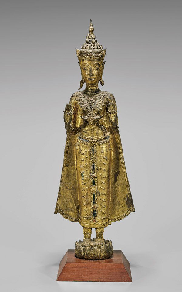 ANTIQUE BURMESE GILT BRONZE BUDDHA (1 of 2)