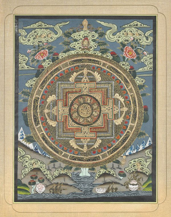 FINE SINO-TIBETAN PAINTED THANGKA: Mandala (1 of 1)