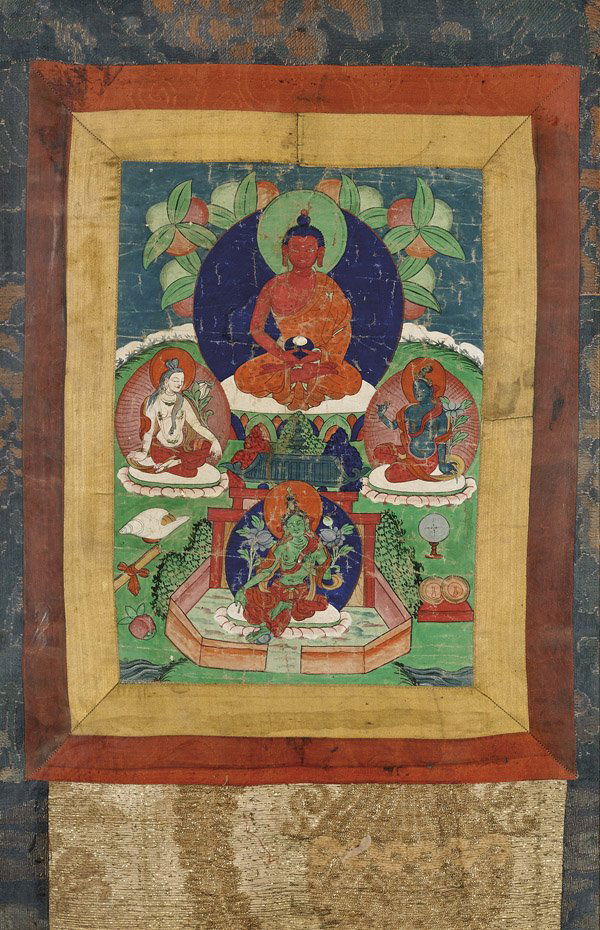 ANTIQUE SINO-TIBETAN PAINTED THANGKA (1 of 1)