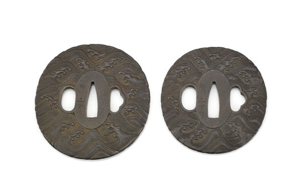 TWO ANTIQUE JAPANESE DAISHO IRON TSUBA (1 of 4)