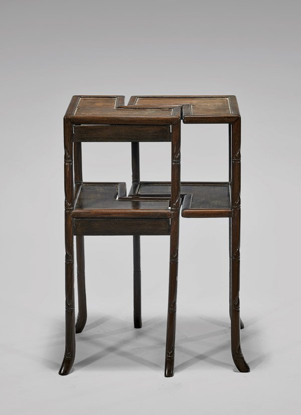 PAIR ANTIQUE CHINESE HARDWOOD SIDE TABLES (1 of 2)