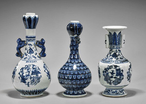 Three Xuande-Style Blue & White Vases (1 of 2)