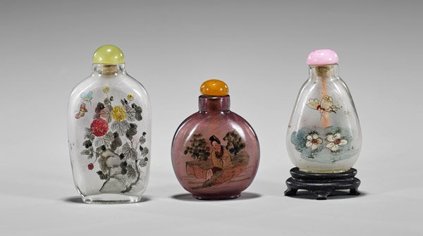 Three Old Inside Painted Glass Snuff Bottles (1 of 2)