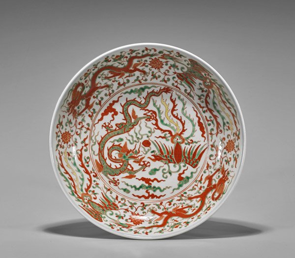Chinese Wucai Glazed Marriage Dish (1 of 2)