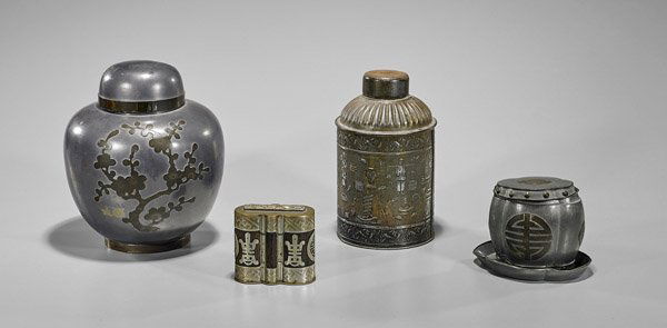 Four Chinese Metal Tea Caddies (1 of 1)
