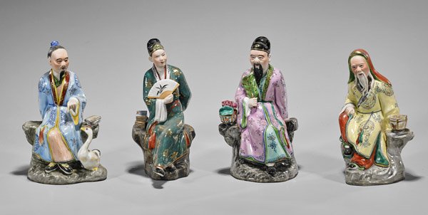 Four Chinese Enameled Porcelain Figures (1 of 2)
