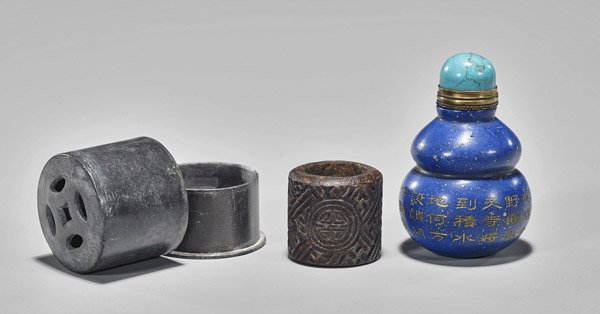 Two Chinese Items: Snuff Bottle & Archer's Ring (1 of 2)