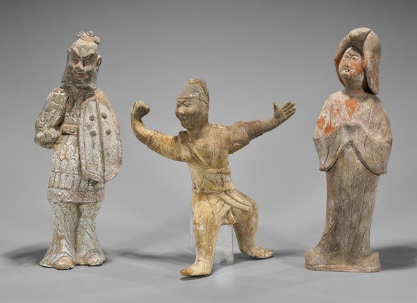 Three Chinese Painted Pottery Tomb Figures (1 of 1)