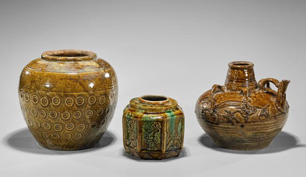 Three Antique Chinese Glazed Pottery Vessels (1 of 2)