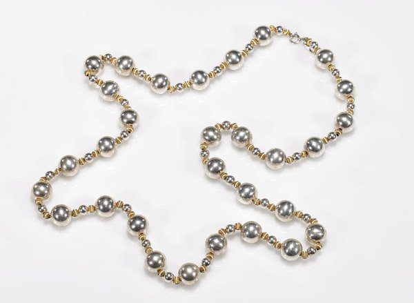 Sterling Silver & 14K Yellow Gold Bead Necklace (1 of 1)