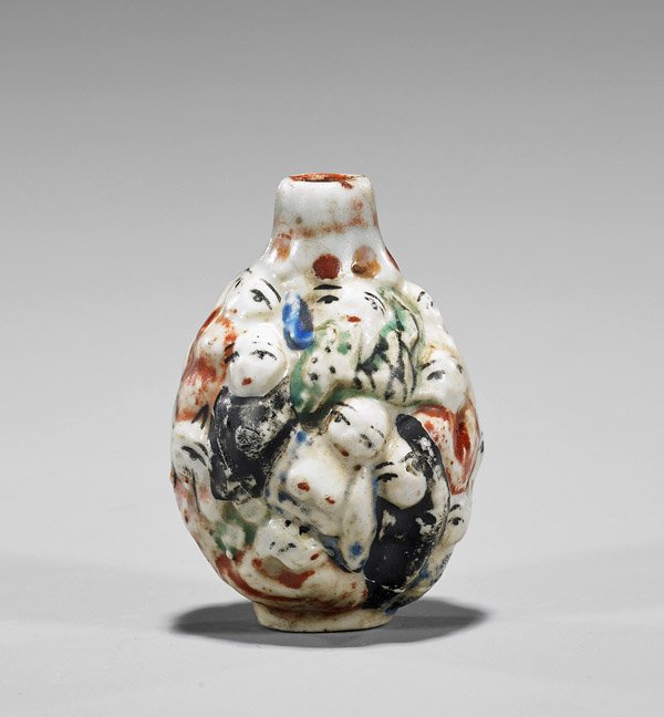 Three Snuff Bottles: Porcelain & Glass (1 of 4)