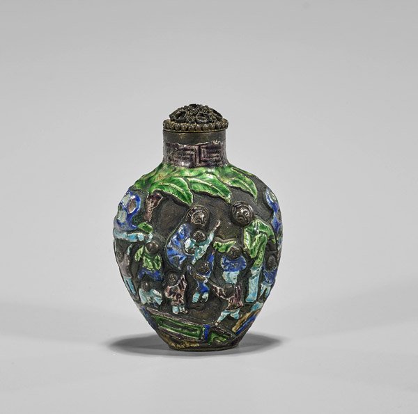 Enameled Silver Snuff Bottle (1 of 3)