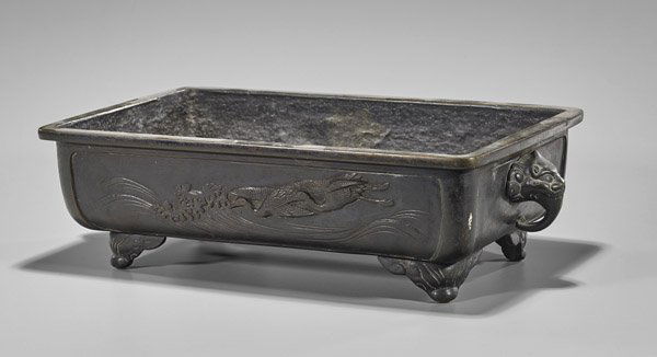 Heavy Antique Japanese Bronze Planter (1 of 2)