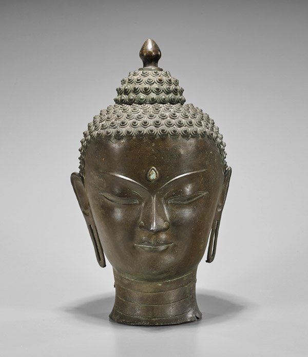 Antique Chinese Bronze Head of Buddha (1 of 2)