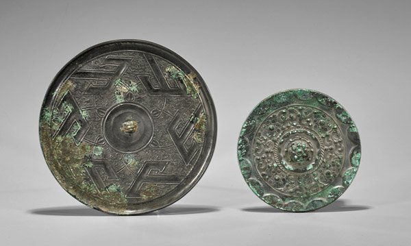 Two Chinese Early-Style Bronze Mirrors (1 of 1)