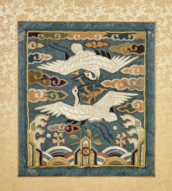 Antique Chinese Embroidered Mandarin Square (1 of 1)