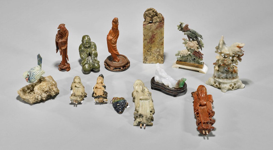 Thirteen Assorted Carvings: Wood & Stone (1 of 1)