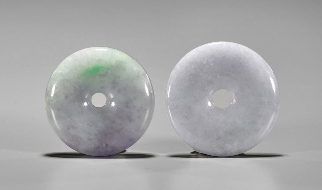 Two Chinese Carved Jadeite Bi Pendants (1 of 1)