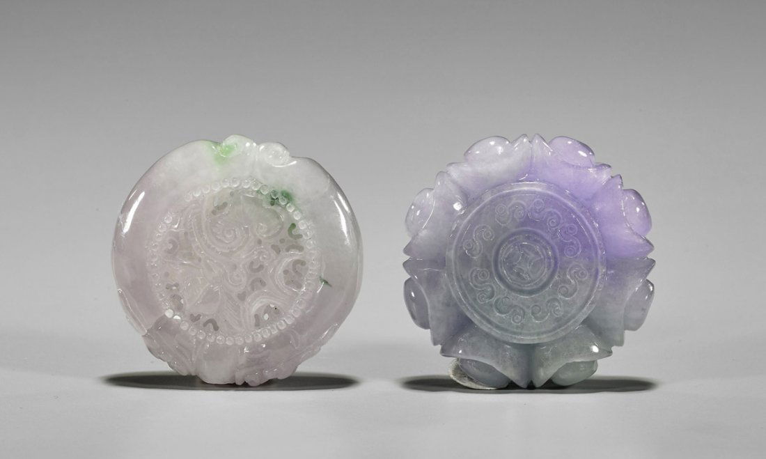 Two Chinese Carved Jadeite Pendants (1 of 1)