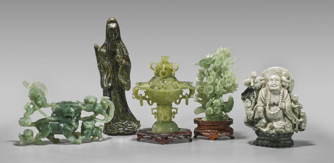 Five Chinese Carvings: Jade & Bowenite (1 of 1)